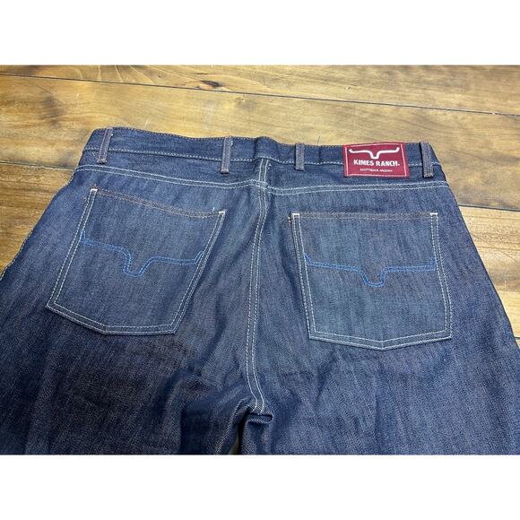 Kimes Ranch Men's Dillon Raw Jeans Blue 100% Cotton Wide Bootcut 34x36 USA Made - Picture 7 of 10
